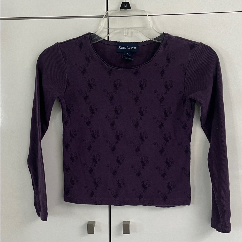 Ralph Lauren girls  Purple Long-Sleeve Scoop Neck Top